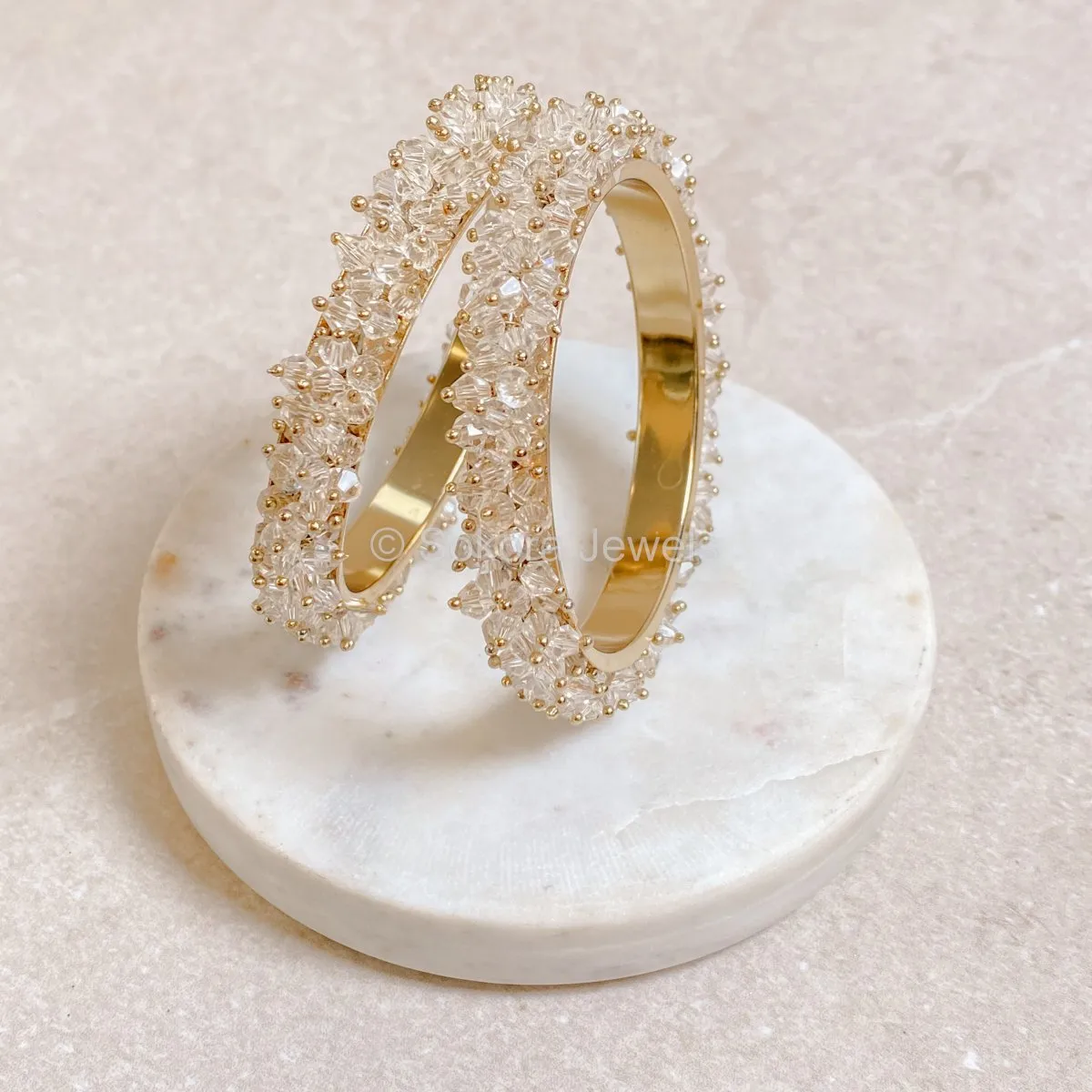 Thanjina Clear Beaded Cluster Bangles