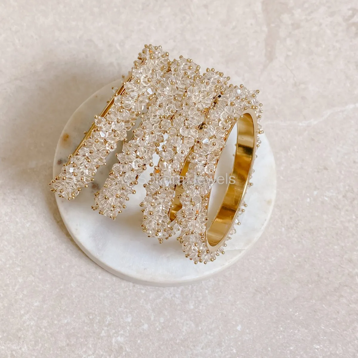 Thanjina Clear Beaded Cluster Bangles