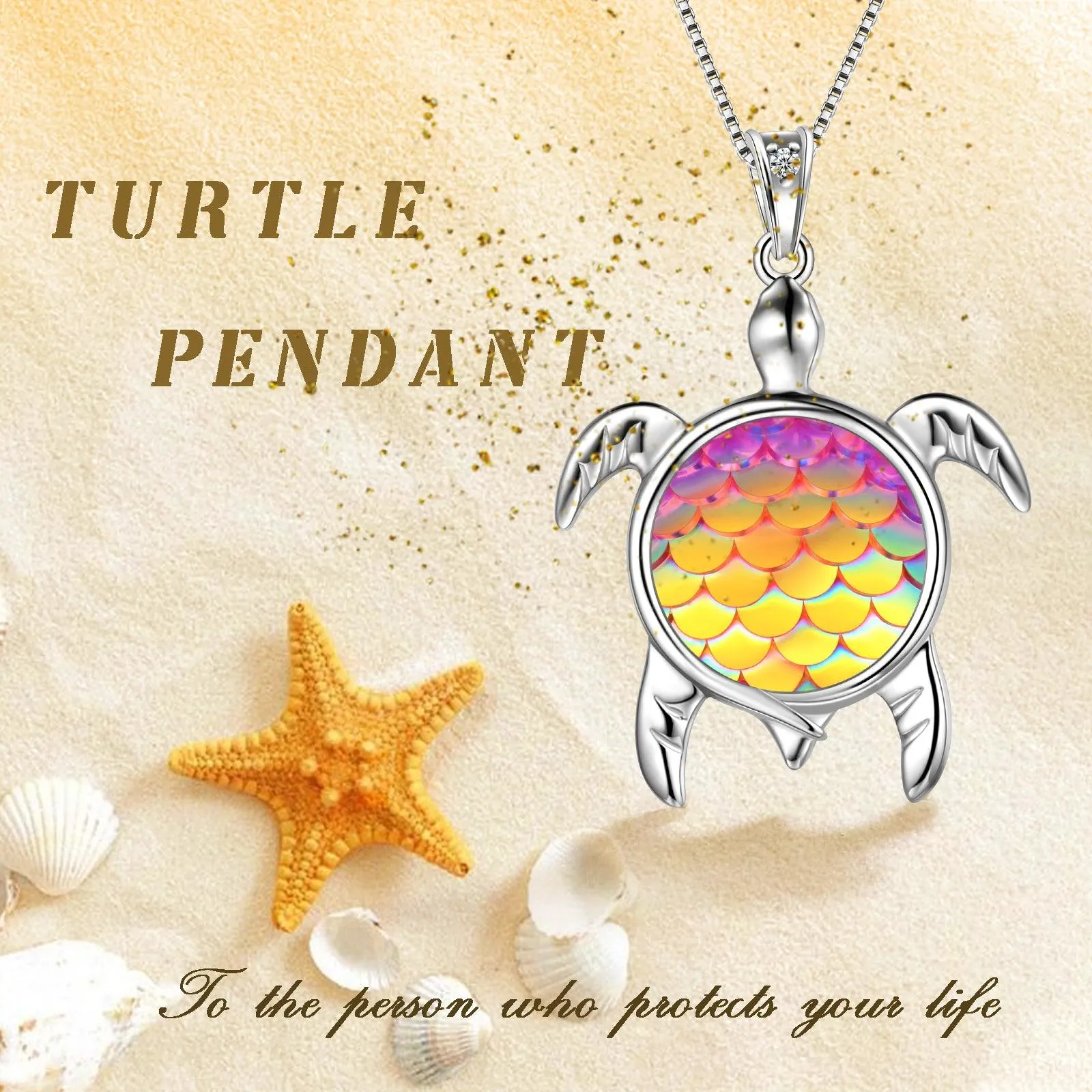 Tokyo Mart Turtle Pendant Charm Necklace Gradient Yellow Women Girls Jewelry Birthday Gift