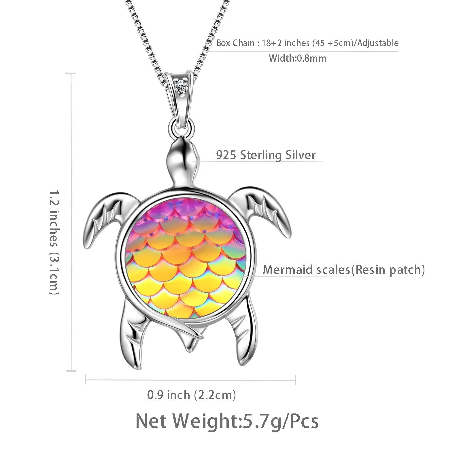 Tokyo Mart Turtle Pendant Charm Necklace Gradient Yellow Women Girls Jewelry Birthday Gift