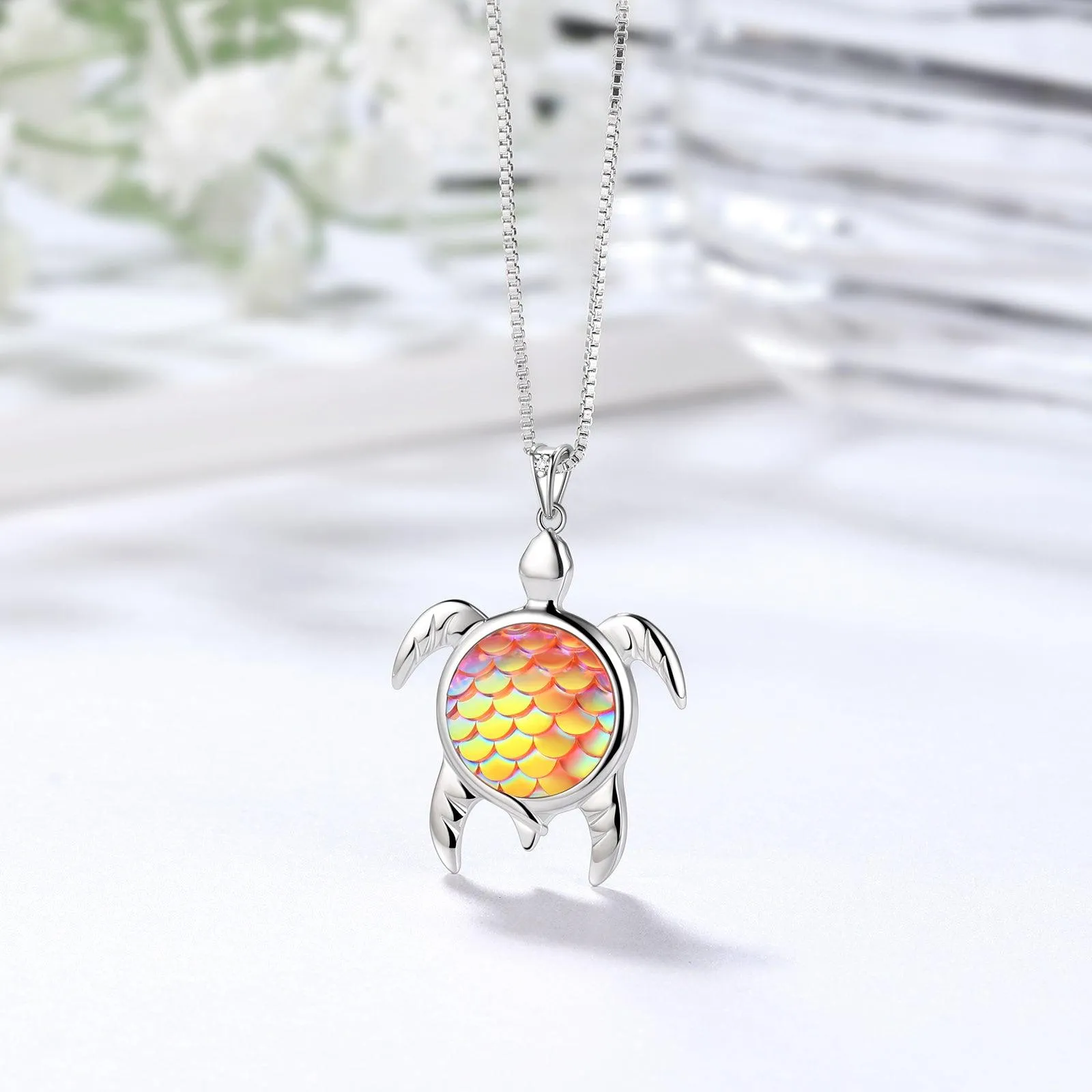 Tokyo Mart Turtle Pendant Charm Necklace Gradient Yellow Women Girls Jewelry Birthday Gift
