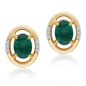 Yellow Gold Emerald & Diamond Heirloom Earrings